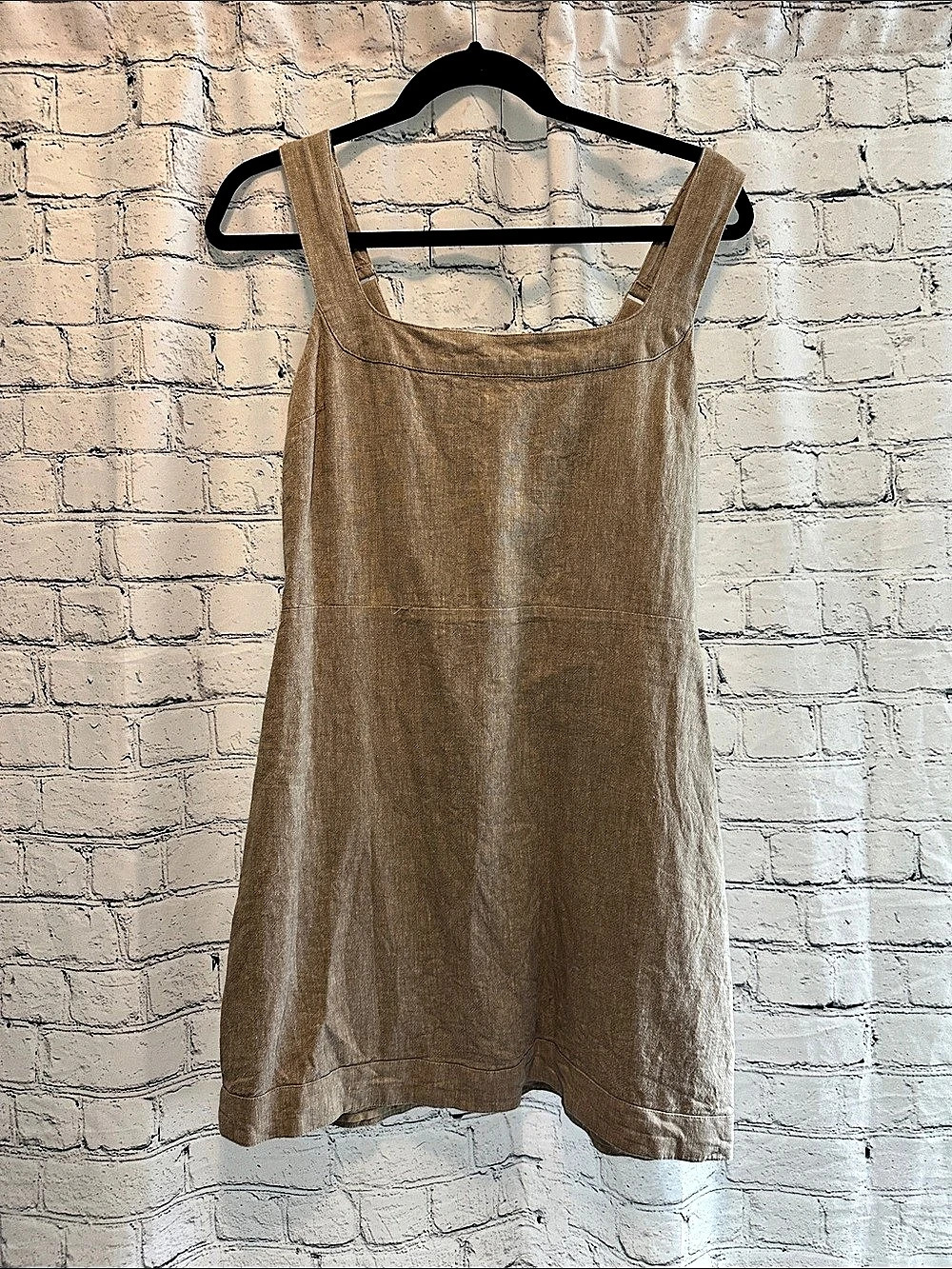 Abercrombie & Fitch Linen-Blend Wide Strap Mini Dress Beige Medium Tall